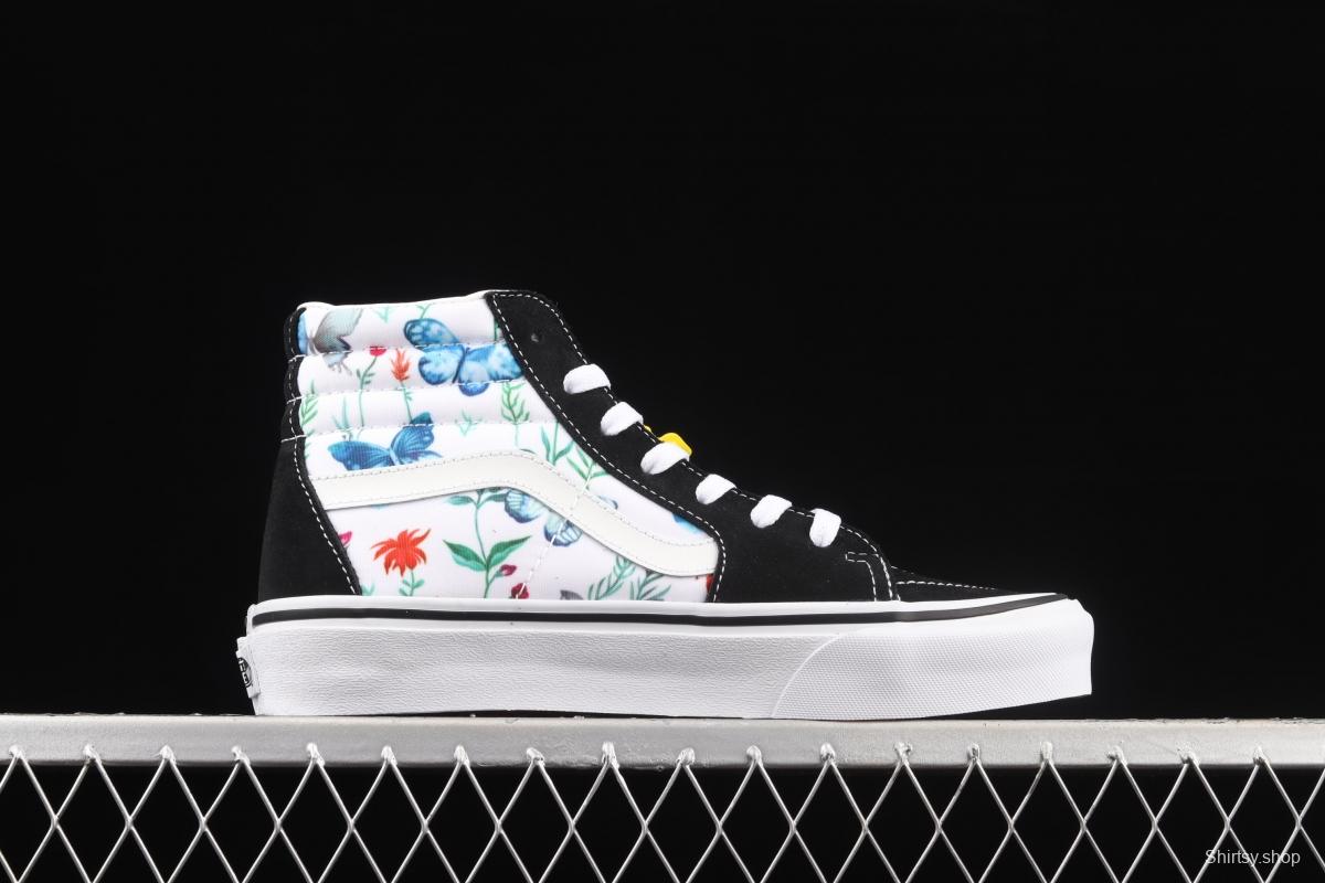 Vans Sk8-Hi butterfly pattern drawing high-top casual board shoes VN0A5HXVUCO