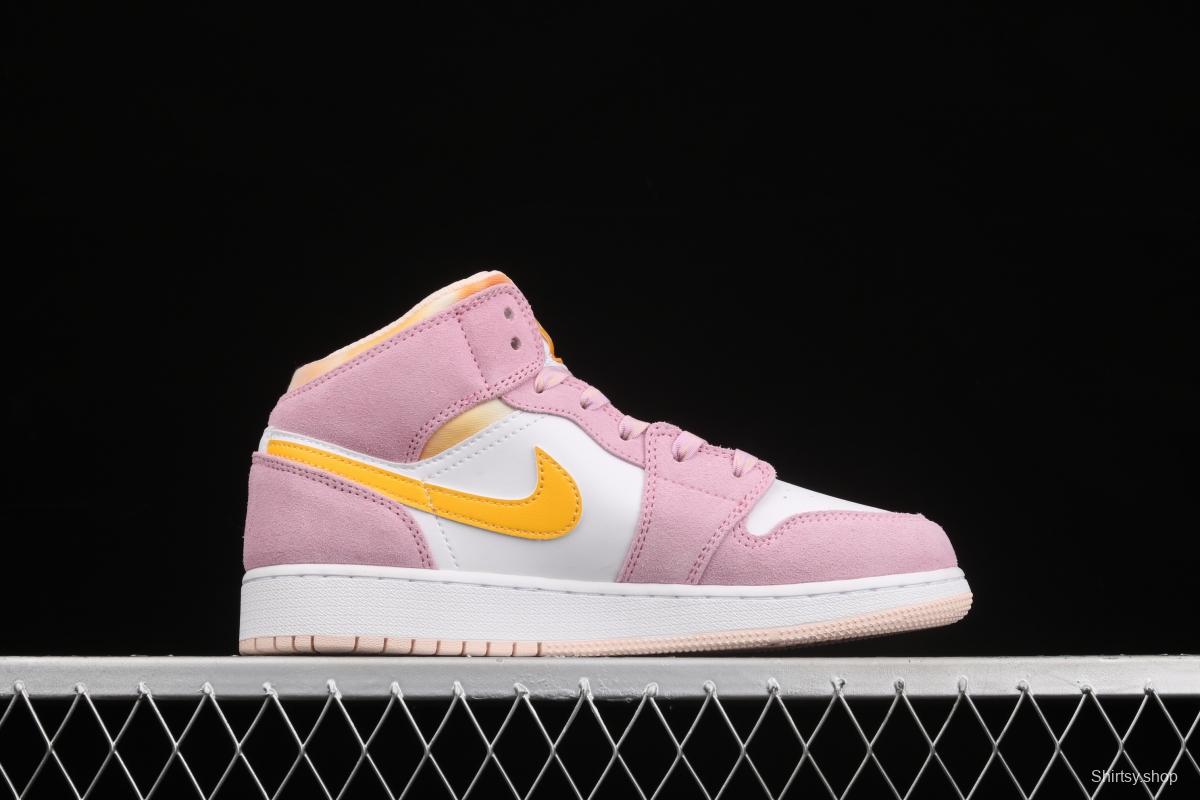 Air Jordan 1 Mid Junior Women's Powder Zhongbang Basketball shoes DC9517-600