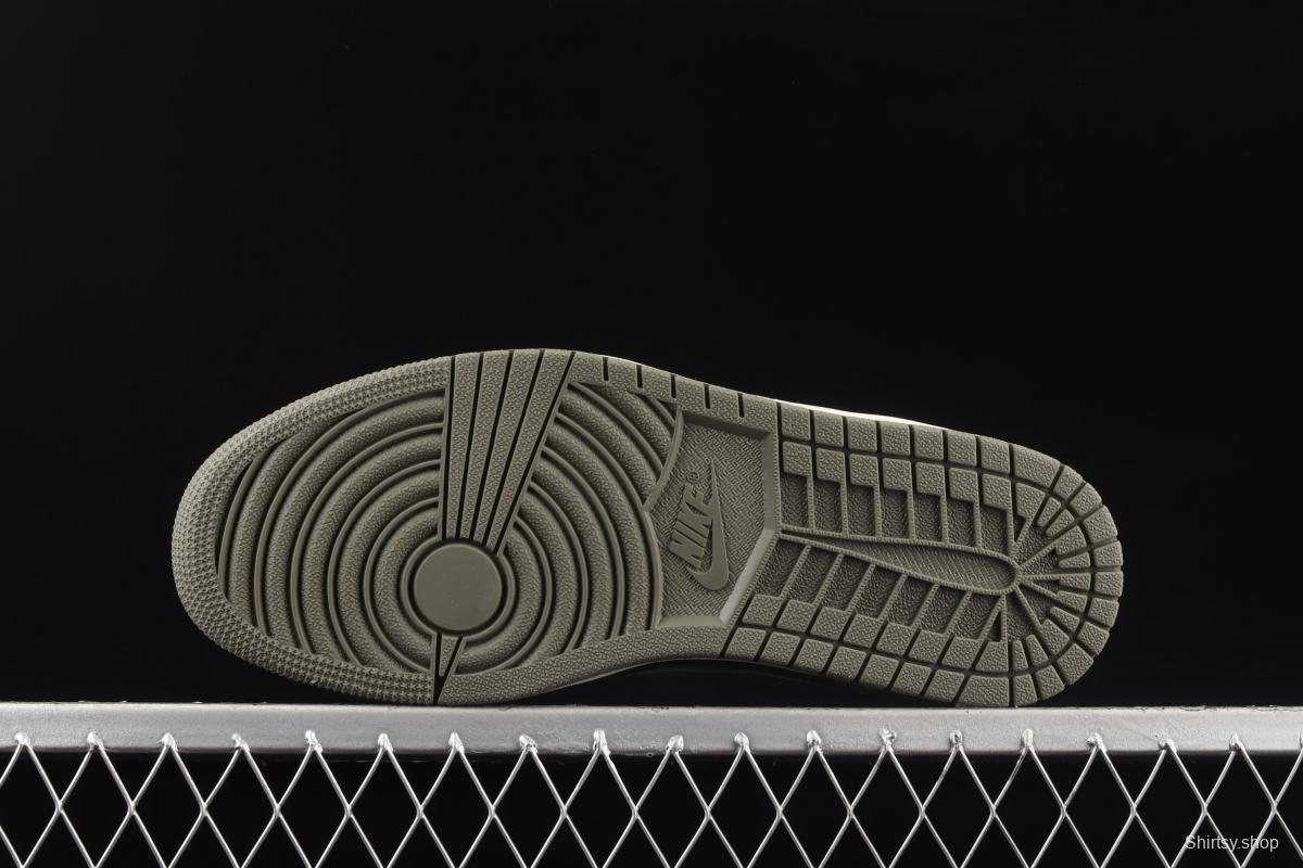 Travis Scott x Air Jordan 1 Low black, green and upside cultural board shoes CQ4277-008