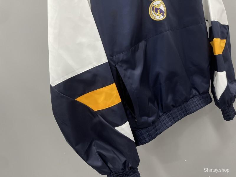 23/24 Real Madrid Grey White  half Zipper Windbreaker