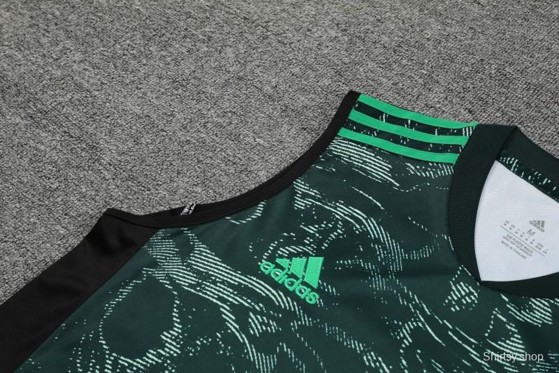 23-24 Real Madrid Black Green Pattern Vest Jersey+Shorts