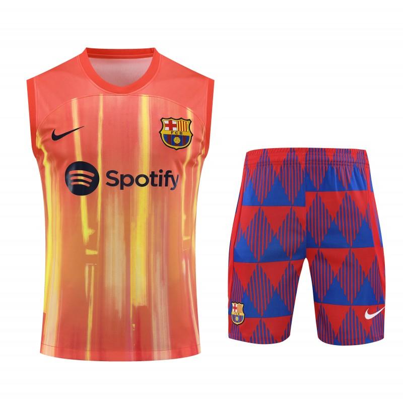 23-24  Barcelona Orange Vest Jersey+Shorts